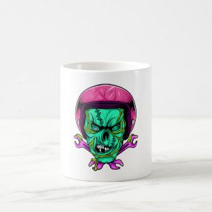 Caneca De Café Desenho de capacete de motociclista com caveira de