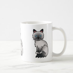 Caneca De Café Desenho de Cartoon de Ragdoll/Birman de Ponto Azul