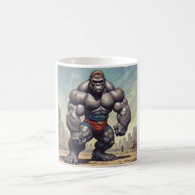 Caneca De Café Desenho de Cartoons de Pop de Gorilla Bodybuilder (Centro)