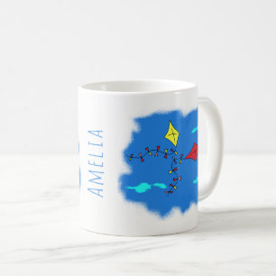 Caneca De Café Desenho de Cata-Vento Fofo Nome das Crianças
