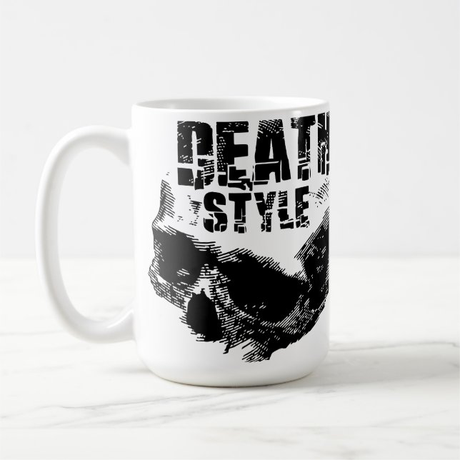 Caneca De Café Desenho de Caveira no Estilo Morte (Esquerda)