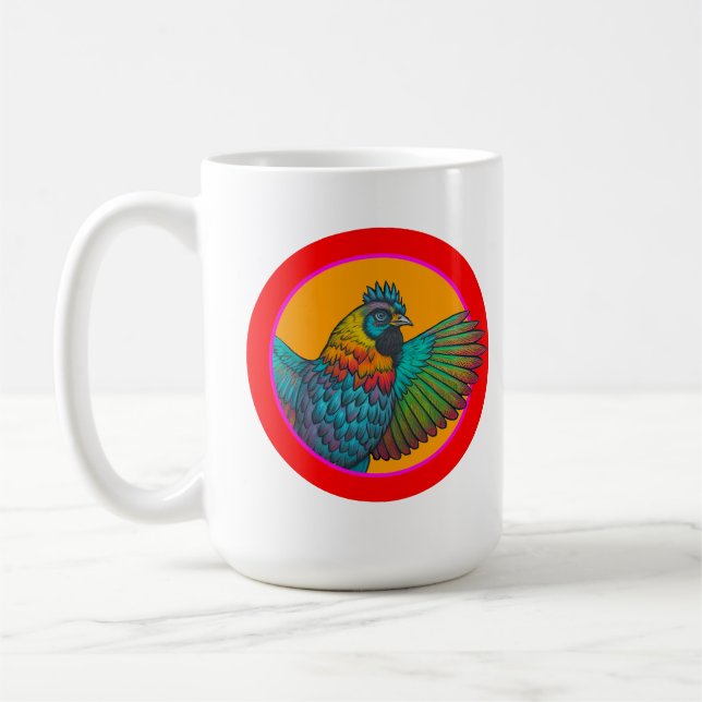 Caneca De Café desenho de círculo de galinha (Esquerda)