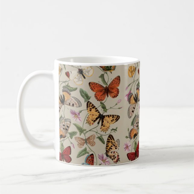 Caneca De Café Desenho de Coleção de Natureza da Mama da Borbolet (Esquerda)