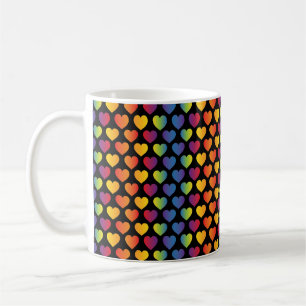 Caneca De Café Desenho de Coração Arco-Íris Minimalista Elegante