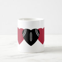 Desenho de Coração de Futebol Vermelho e Preto