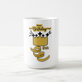 Caneca De Café Desenho de Coroa de Rei de Aniversário Personaliza