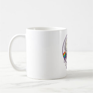 Caneca De Café Desenho de crânio pingando arco-íris com gravação