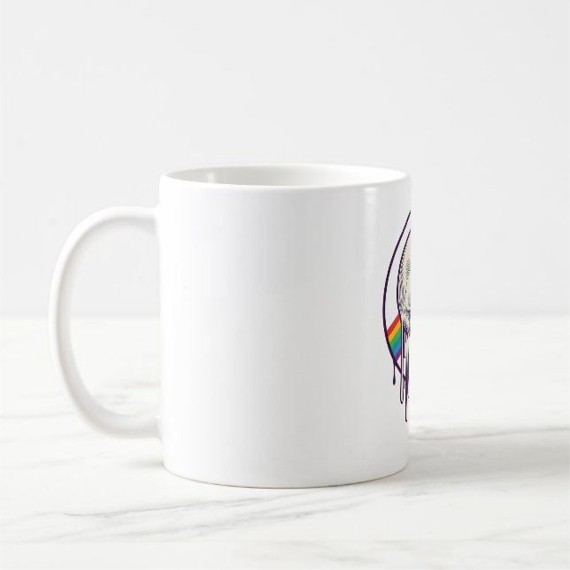 Caneca De Café Desenho de crânio pingando arco-íris com gravação  (Esquerda)