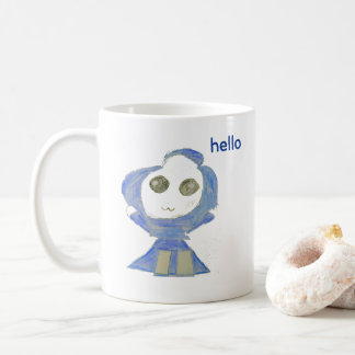 Caneca De Café Desenho de Crayon de Boneca Azul Fofa