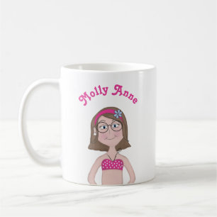 Caneca De Café Desenho de desenho animado de menina fofa e capric
