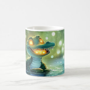 Caneca De Café Desenho de desenho animado fofo de um crocodilo ou