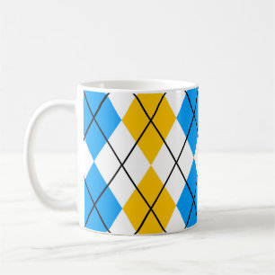 Caneca De Café Desenho de diamante argila amarelo azul branco