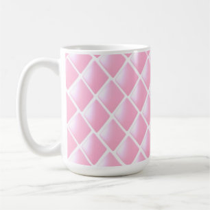 Caneca De Café Desenho de Diamante Rosa e Branco