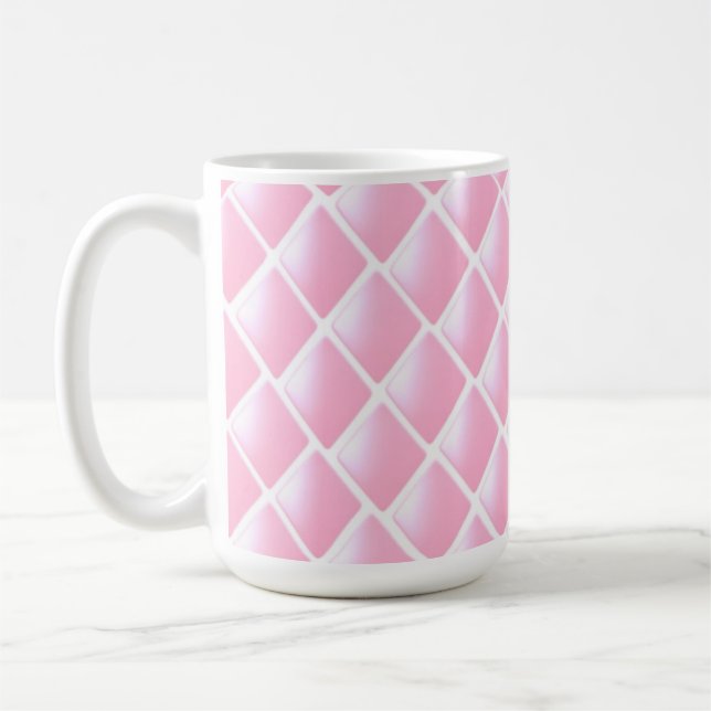 Caneca De Café Desenho de Diamante Rosa e Branco (Esquerda)