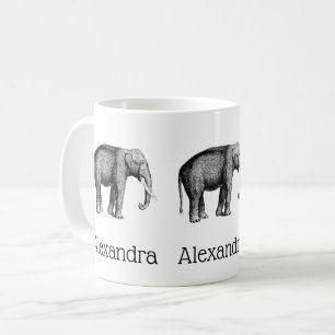 Caneca De Café Desenho de elefante de vinheta