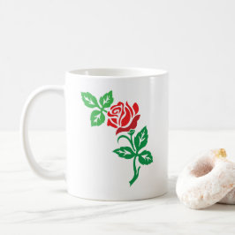 Caneca De Café Desenho de Flor de Rosa Vermelha – Beleza Floral C