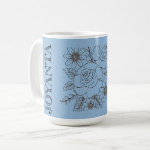 Caneca De Café Desenho de flor personalizado branco Joyanta