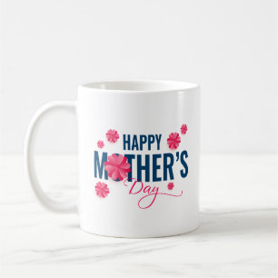 Caneca De Café Desenho de Flores do Dia das Mães Feliz