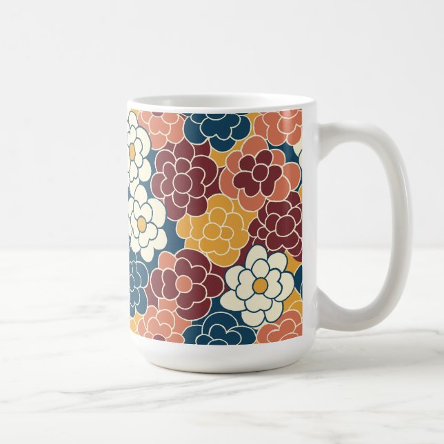 Caneca De Café desenho de flores por toda parte (Direita)
