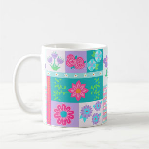 Caneca De Café Desenho de Flores Vibrantes em Flor