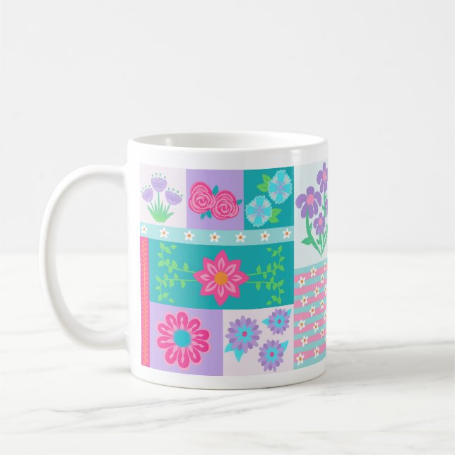 Caneca De Café Desenho de Flores Vibrantes em Flor (Esquerda)