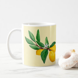 Caneca De Café Desenho de Folha de Limão em Aquarela | Citrino Am