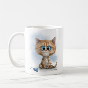 Caneca De Café Desenho de Gatinho Gengibre com Rato