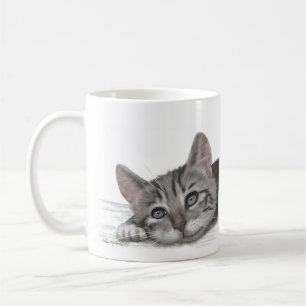 Caneca De Café Desenho de gatinho malhado fofo descansando
