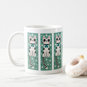 Caneca De Café Desenho de Gato Rabisco Excêntrico e Divertido