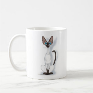 Caneca De Café  Desenho de gato siamês alto e excêntrico