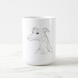 Caneca De Café Desenho de Greyhound em Linha Cinza - Design Minim