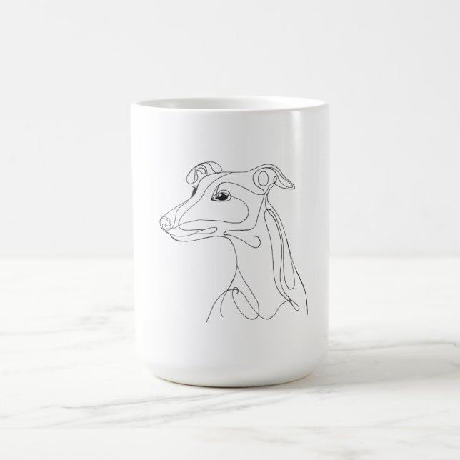 Caneca De Café Desenho de Greyhound em Linha Cinza - Design Minim (Centro)