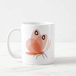 Caneca De Café Desenho de Inseto Borboleta   Natureza Desenhada à