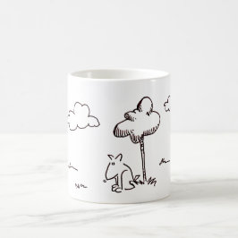 Caneca De Café Desenho de linha de cachorro de desenho animado en