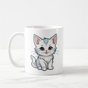 Caneca De Café Desenho de Linha de Desenho Animado de Gato Estili
