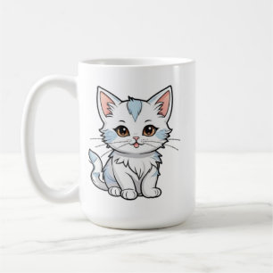 Caneca De Café Desenho de Linha de Desenho Animado de Gato Estili