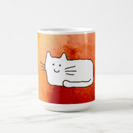 Caneca De Café Desenho de Linha de Gato de Desenho Animado
