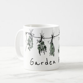 Caneca De Café Desenho de linha herbácea elegante