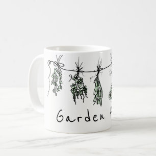 Caneca De Café Desenho de linha herbácea elegante