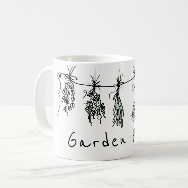 Caneca De Café Desenho de linha herbácea elegante (Frente Esquerda)