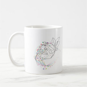 Caneca De Café Desenho de linha rosto presente design simples art