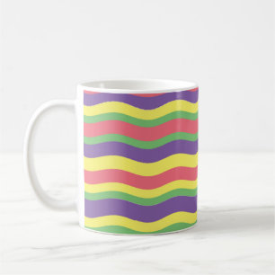 Caneca De Café desenho de listras coloridas