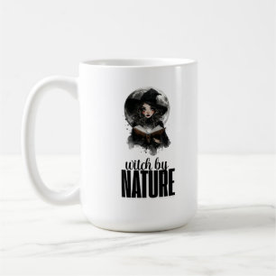 Caneca De Café Desenho de Lua Cheia da Natureza da Bruxa Gótica  