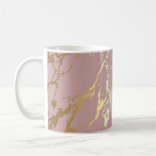 Caneca De Café Desenho de mármore cor-de-rosa e dourado magnífico
