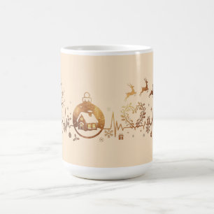Caneca De Café Desenho de Natal do Batimento Cardíaco de Férias