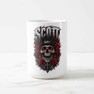 Caneca De Café Desenho de Nome Personalizado Scott Gothic Skull