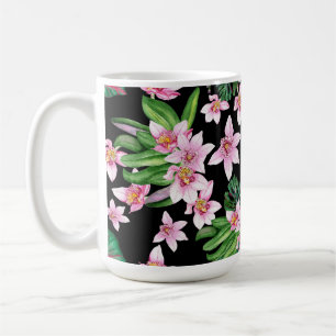 Caneca De Café Desenho de Orquídeas em Aquarela 27