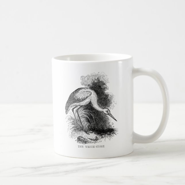 Caneca De Café Desenho de pássaro da vida selvagem da cegonha-bra (Direita)