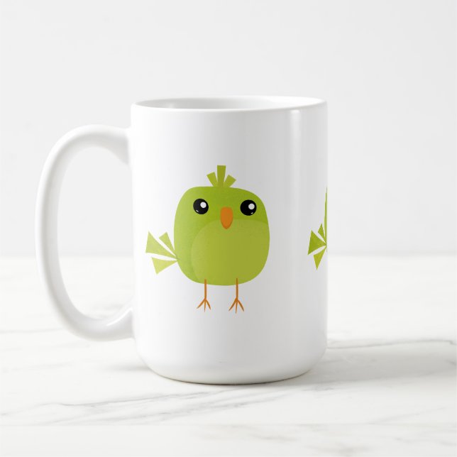 Caneca De Café Desenho de Pássaro Verde (Esquerda)