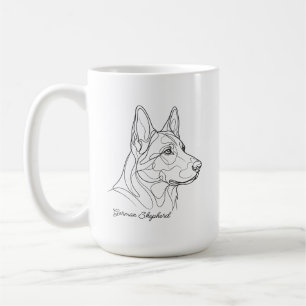 Caneca De Café Desenho de Pastor Alemão com Nome Personalizado do